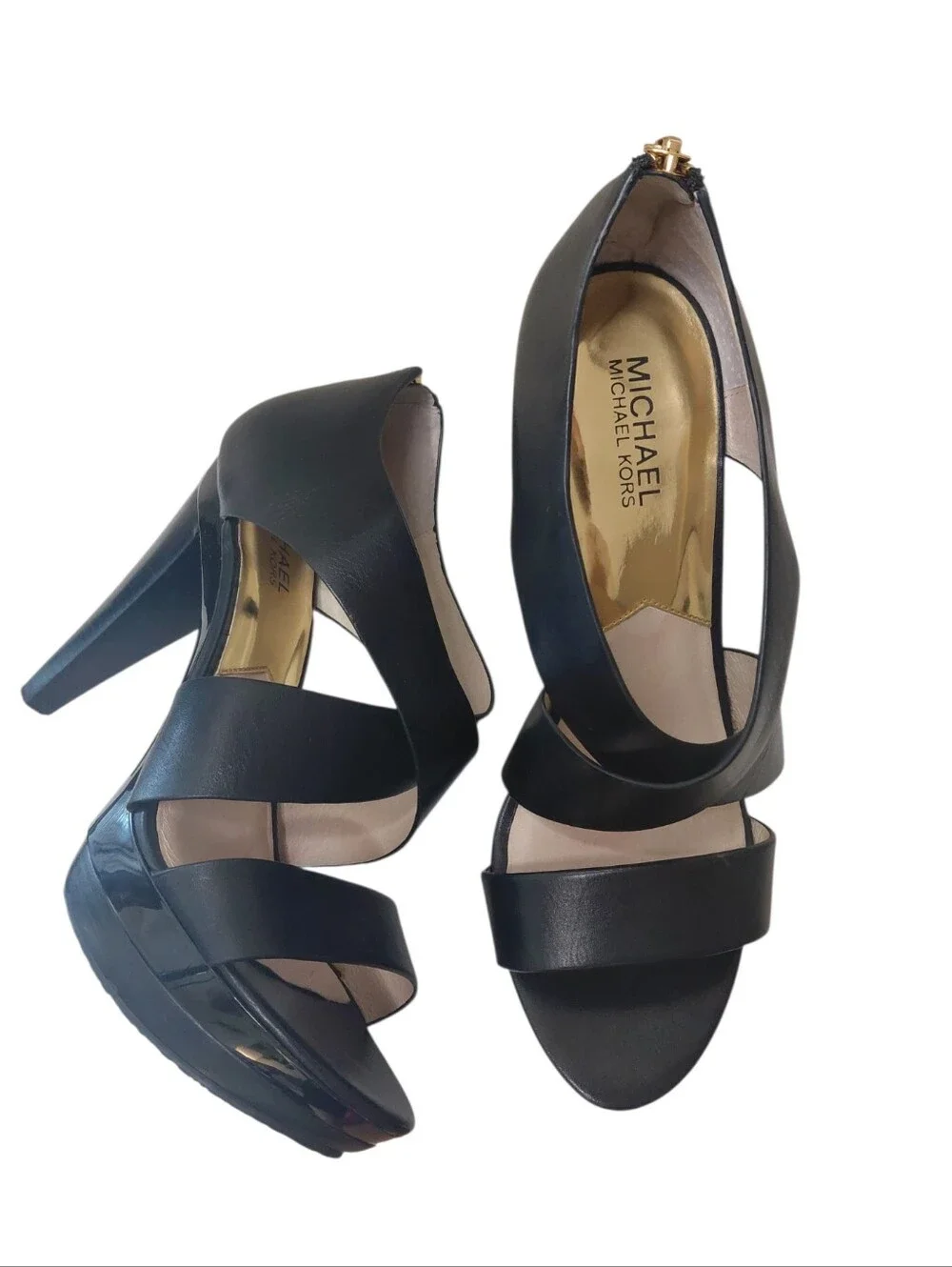 Michael Kors Elana Black Strappy Platform High Heels Size 9.5
